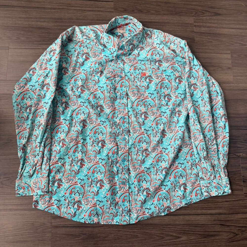 Cinch Western Aop Paisley Shirt Mens Size Large Long Sleeve Button up Cowboy